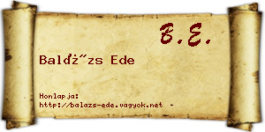 Balázs Ede névjegykártya